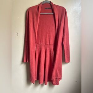 Peruvian Connection,Open Front Peplum Back, Pima/Silk Cardi, Sz. XS preppy flowy